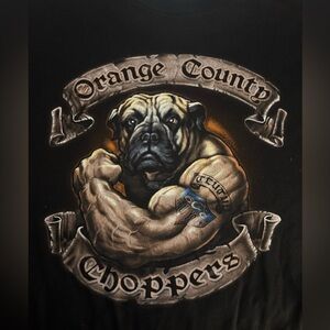 Vintage Orange County Choppers Bulldog Motorcycle Graphic Shirt Big Tall Men 5XL